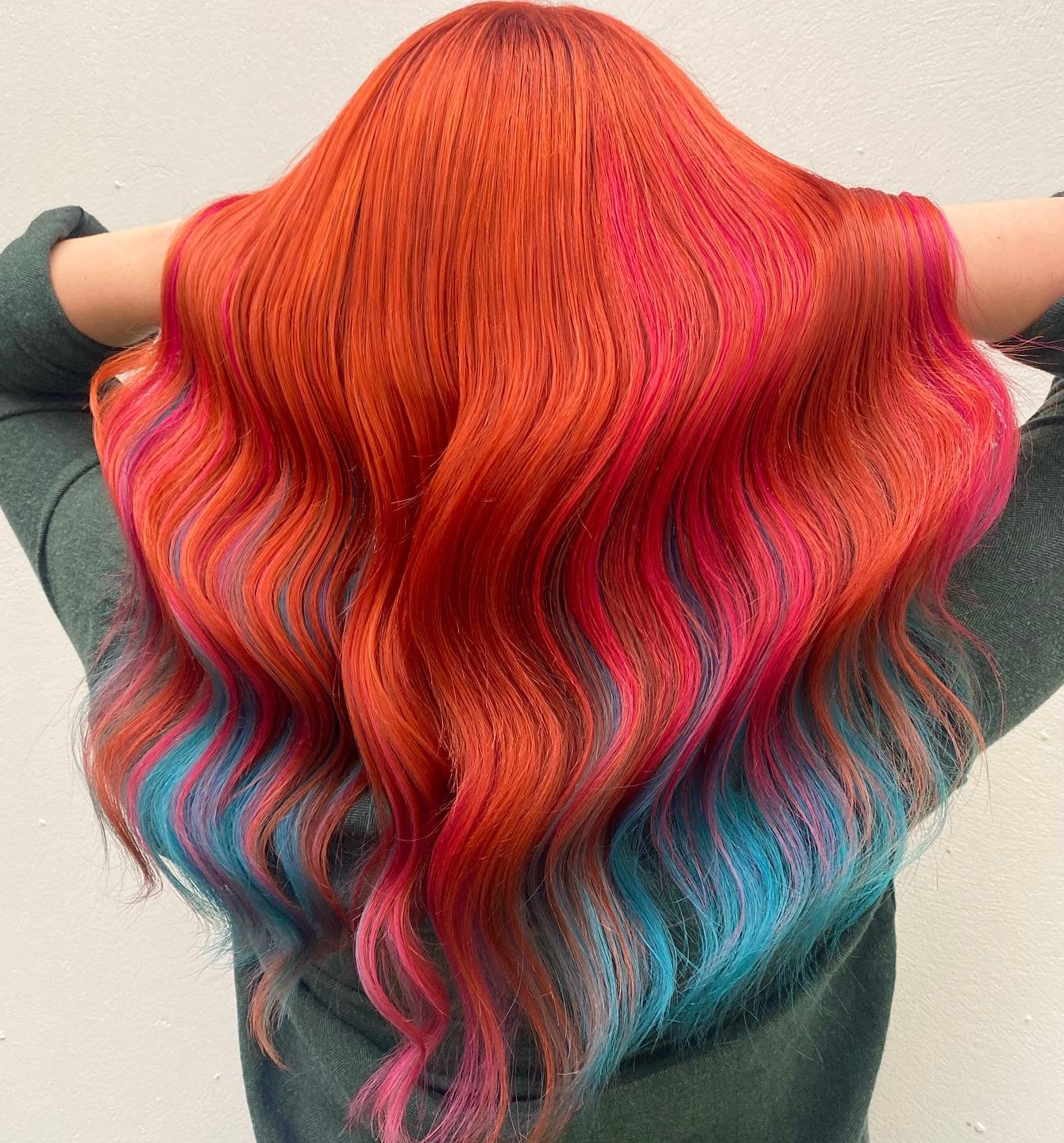 Red to Blue Long Ombre Hair