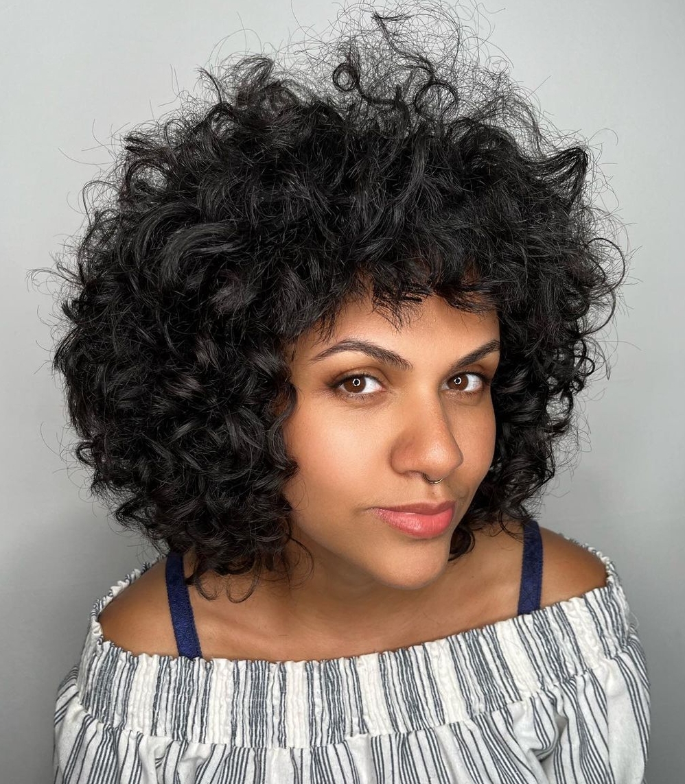 Rounded Bob on Curly Black Hair