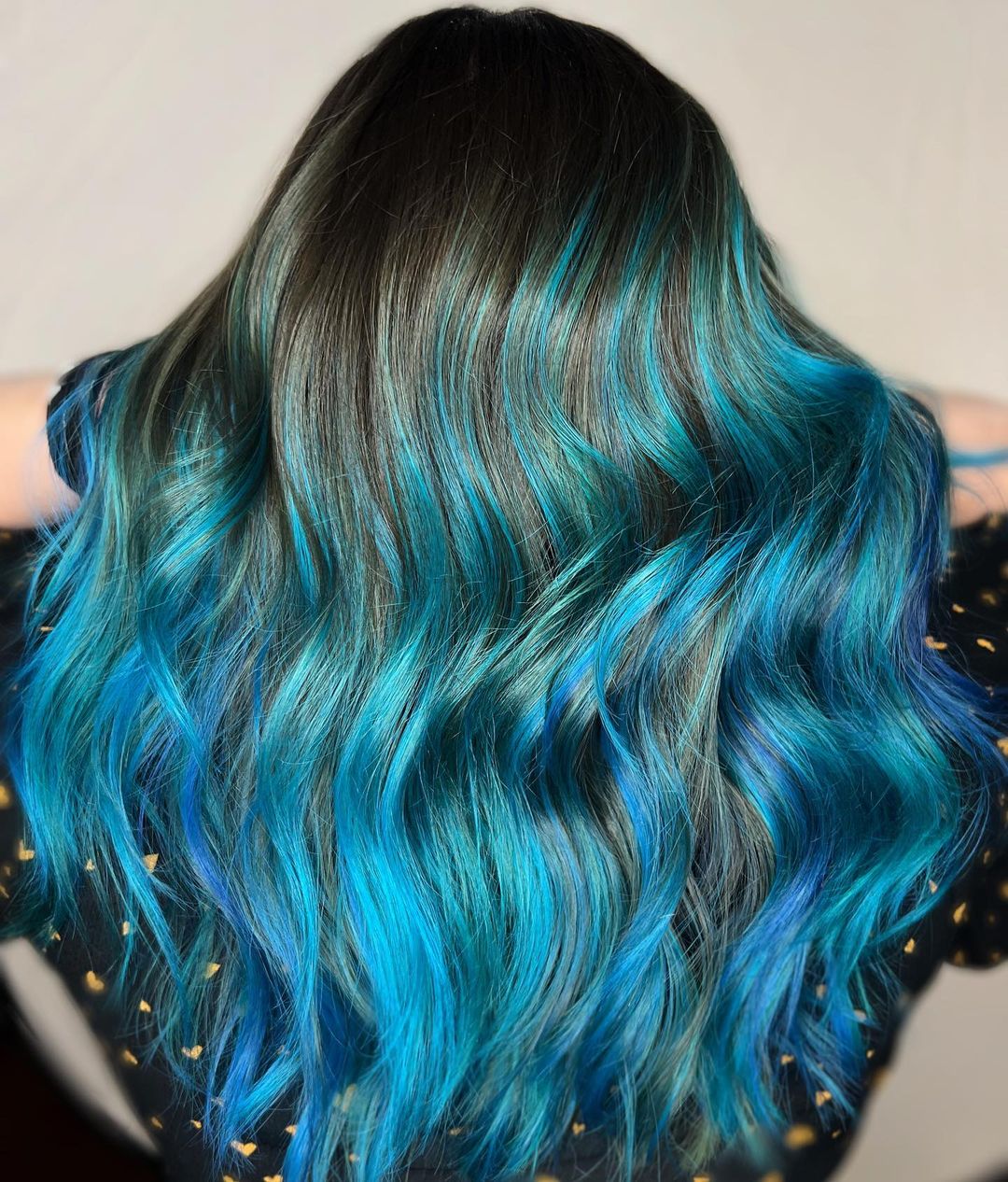 Dark Roots to Teal Ombre Hair