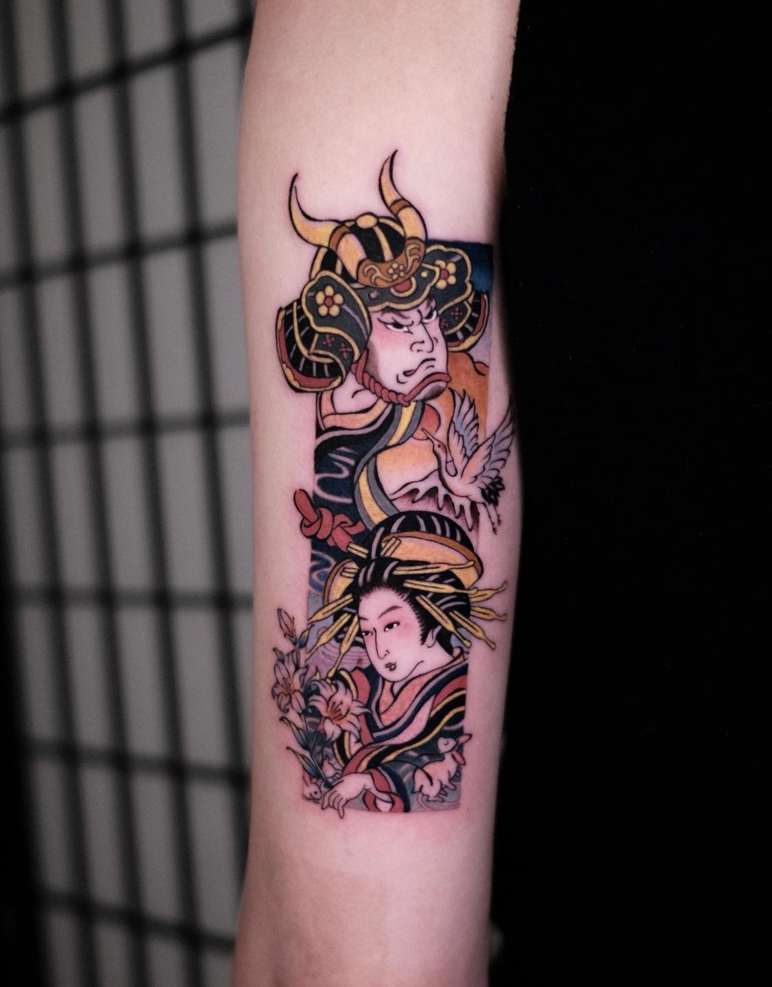 Colorful Samurai Tattoo on Arm