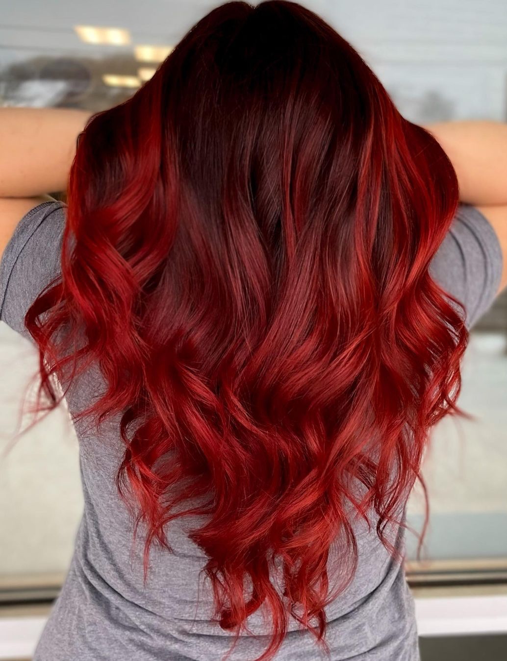 Long Wavy Red Hair with Darker Roots