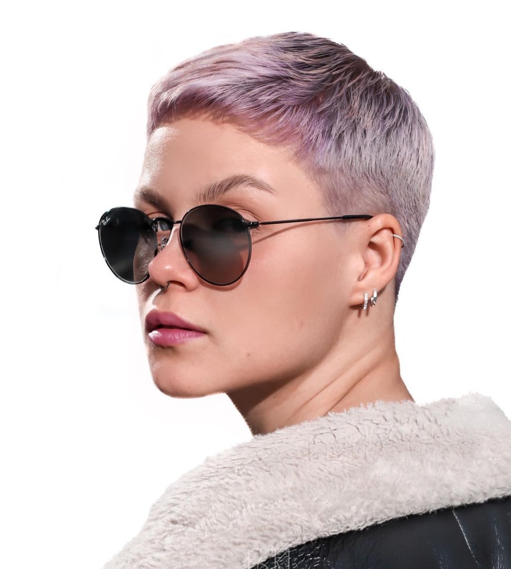 Very Short Pixie Haircut with Lavender Hues