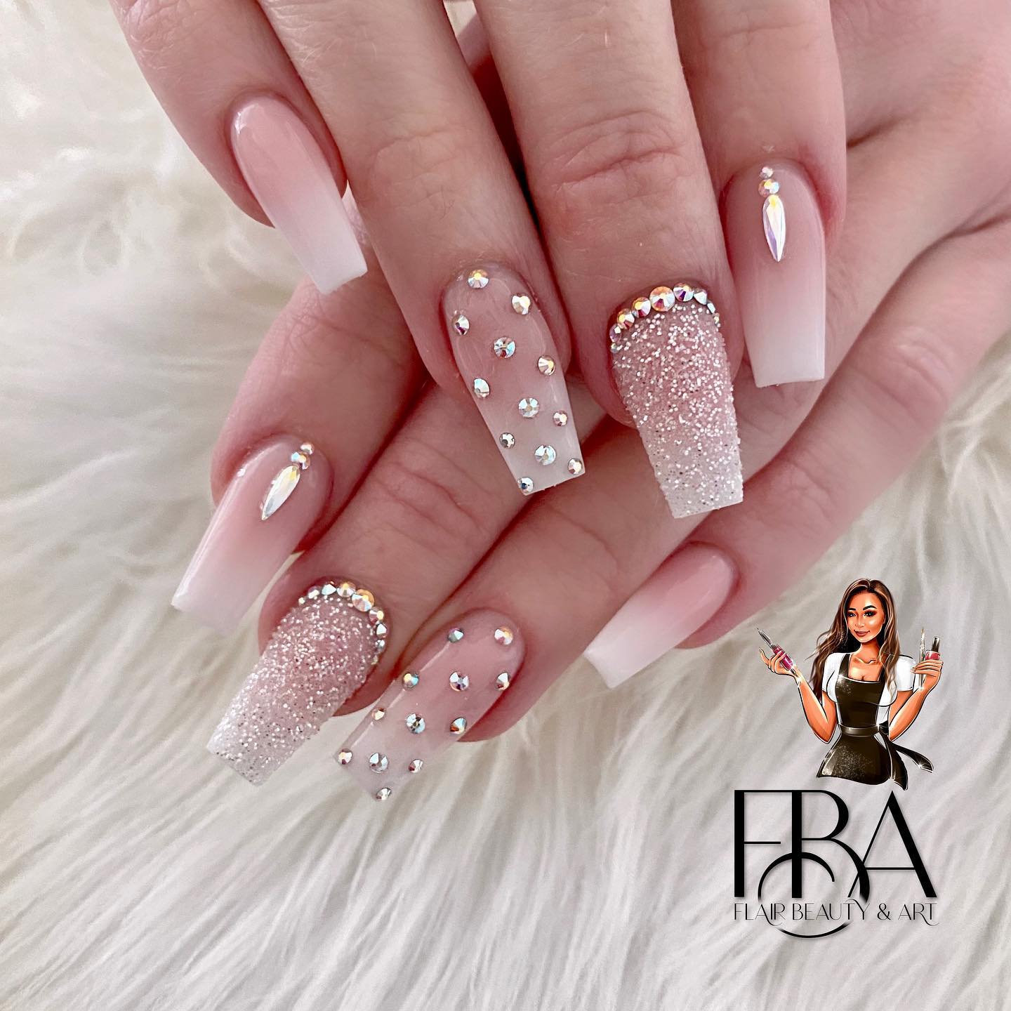 Nude French Ombre on Coffin Nails