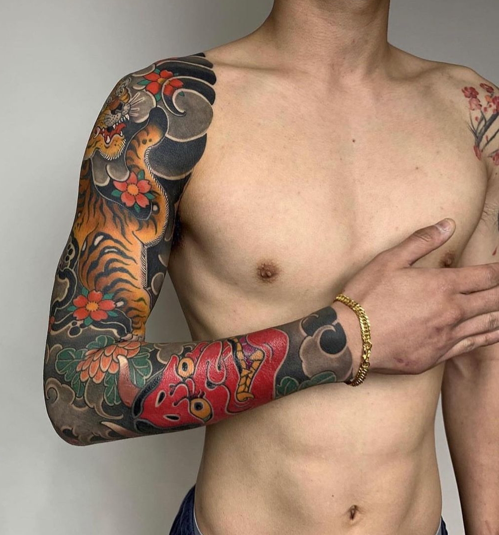 Japanese Tiger Tattoo on Arm