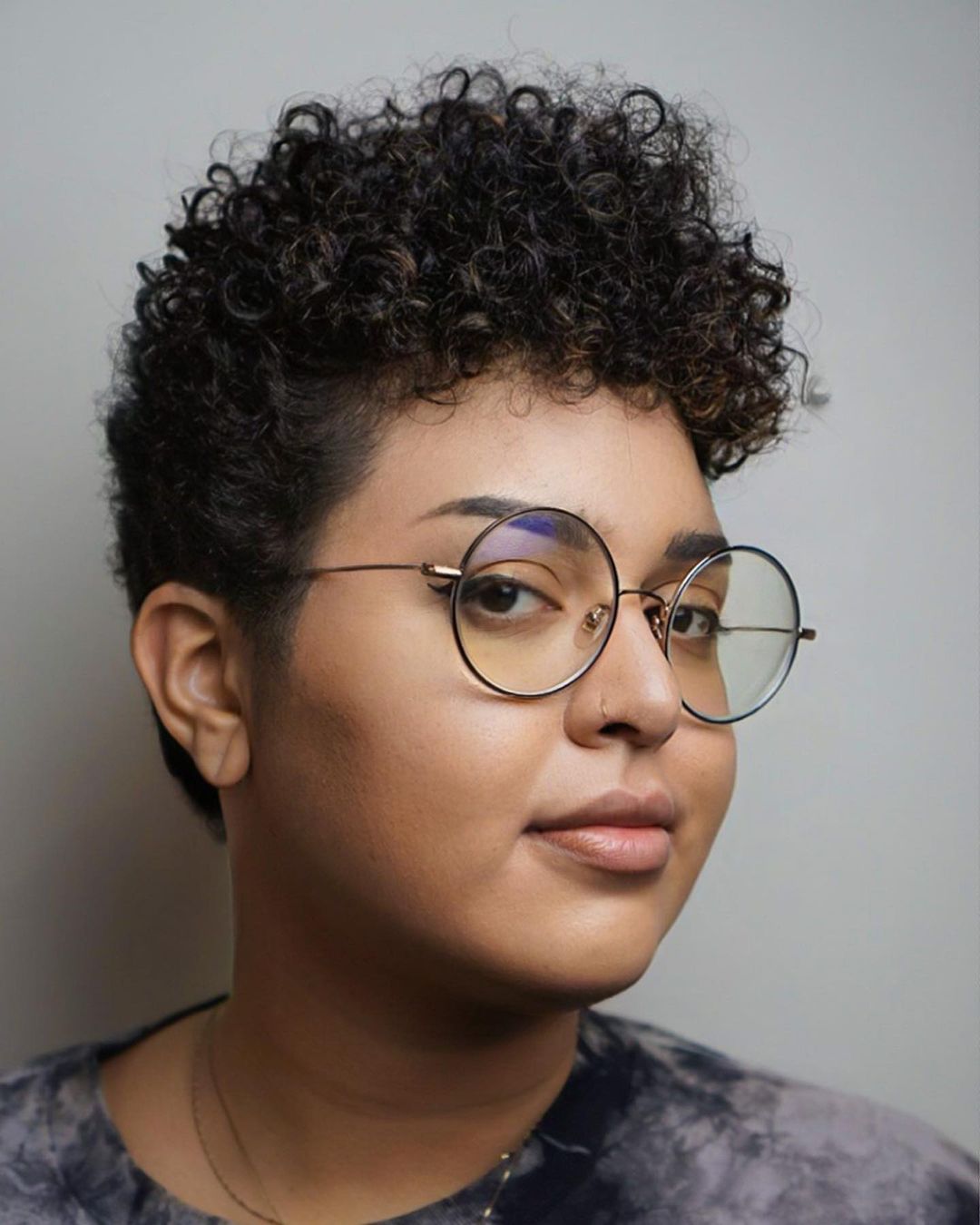Pixie Cut on Curly Hair for Round Face Shape