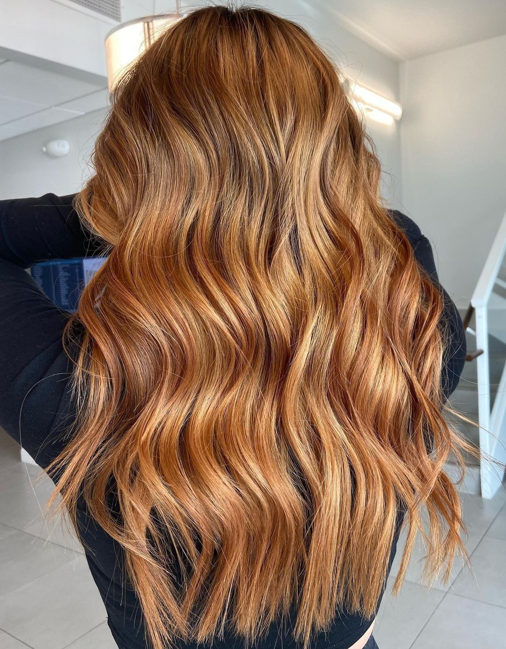 Copper Strawberry Blonde Balayage on Long Hair