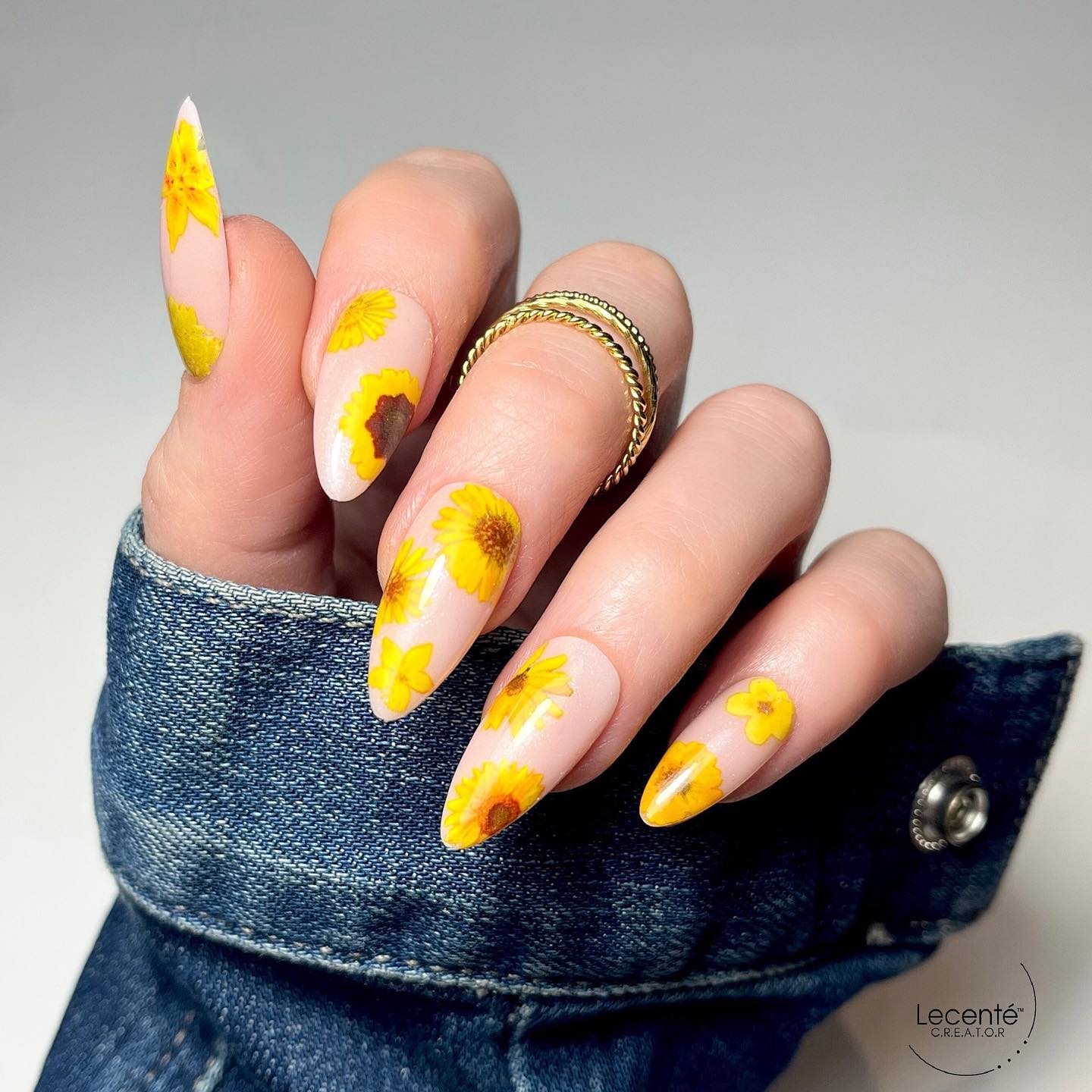 Sunflower Acrylic Almond Nails