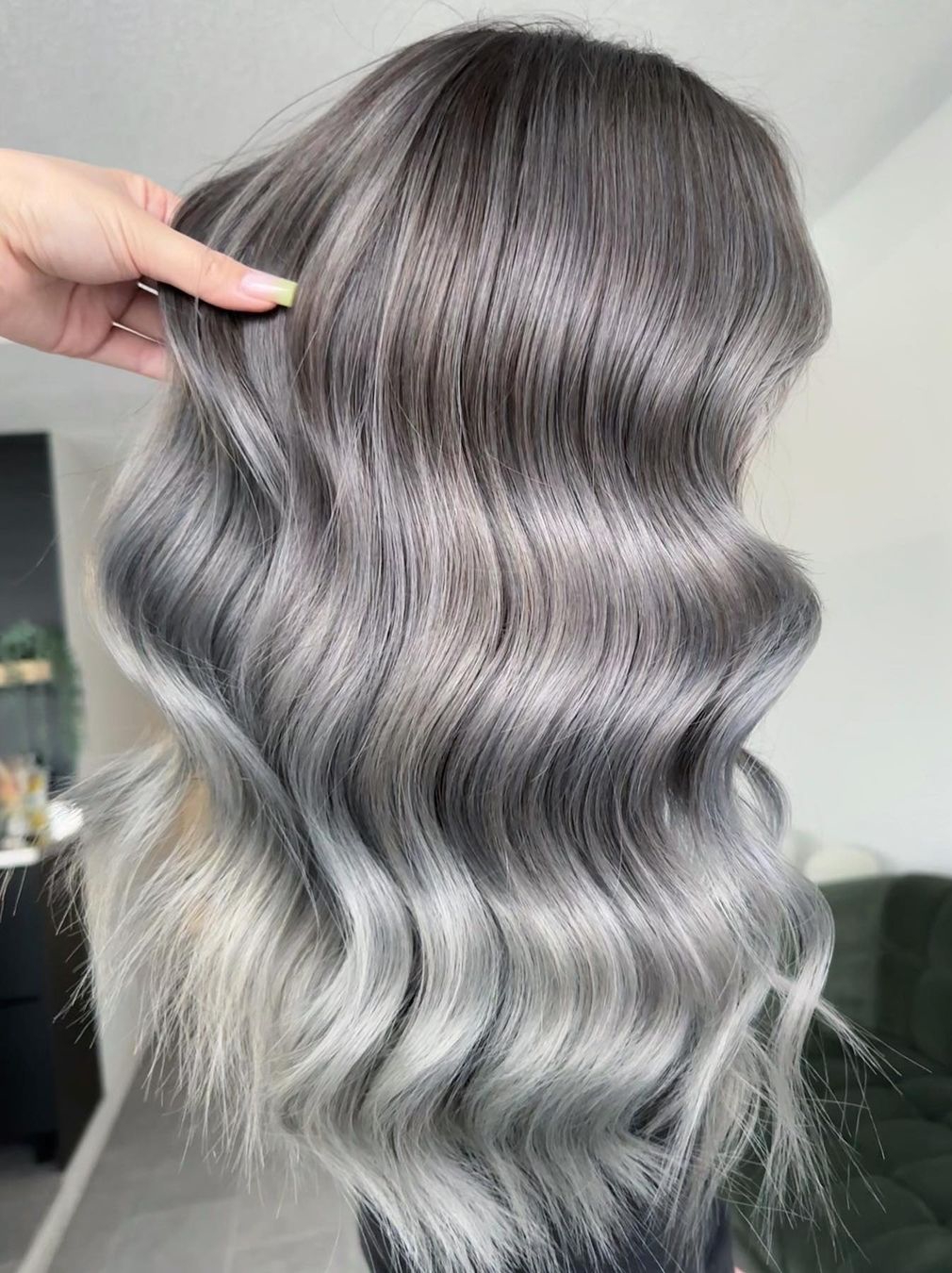 Long Wavy Metallic Silver Hair