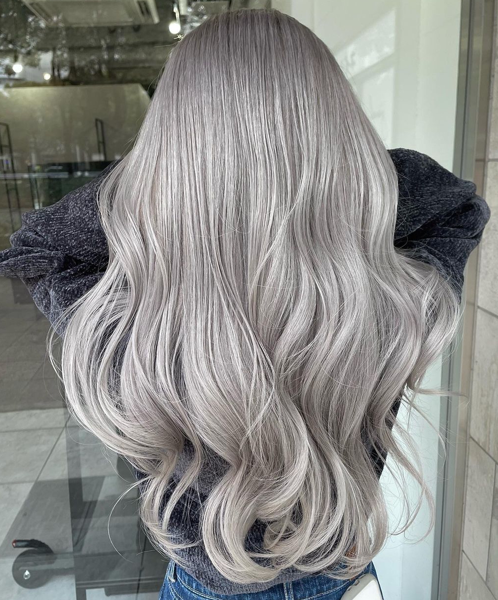 Straight Long White Silver Hair Color