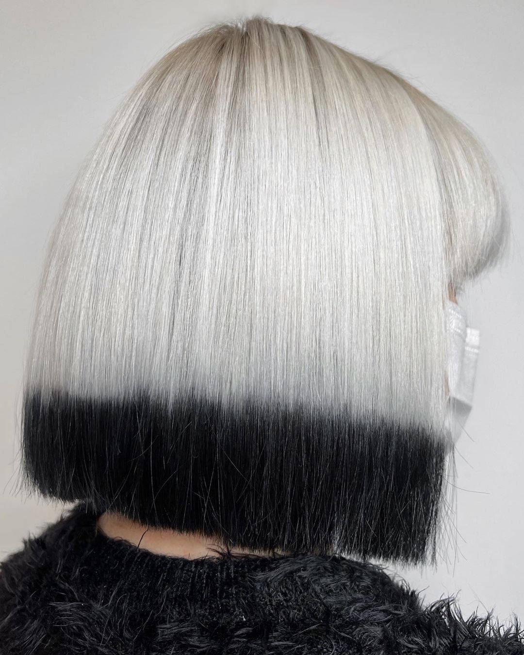 Blonde Hair with Black Ends on Bob Cut