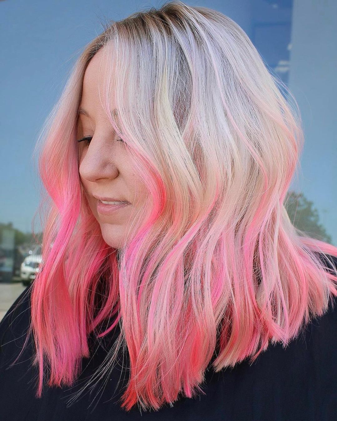 Blonde to Light Pink Reverse Ombre