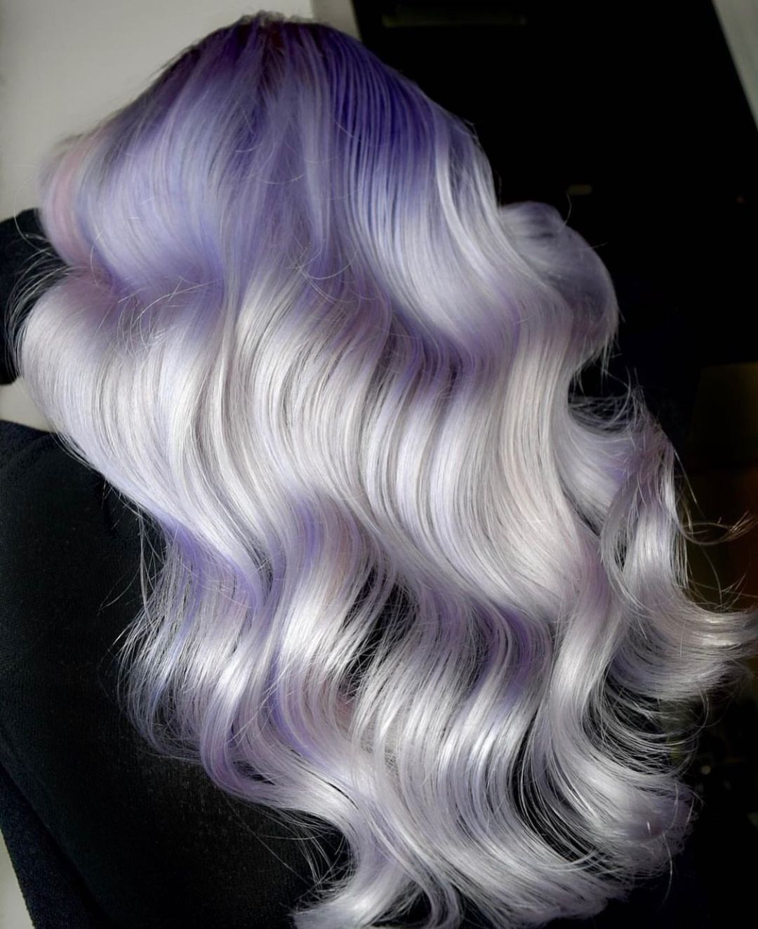 Long Wavy Lavender Platinum Hair Color