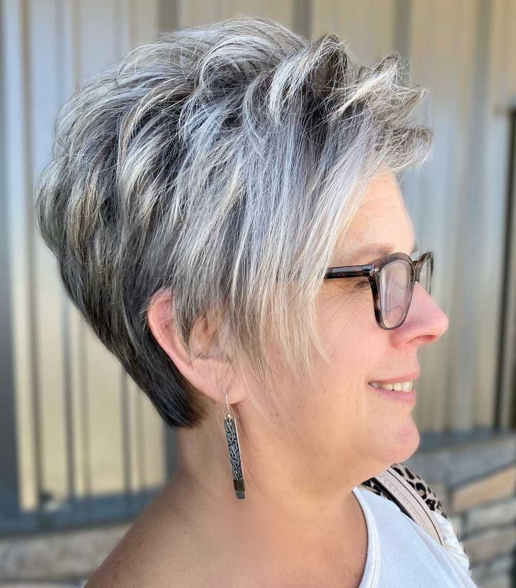 Silver Blonde Highlights on Pixie Cut