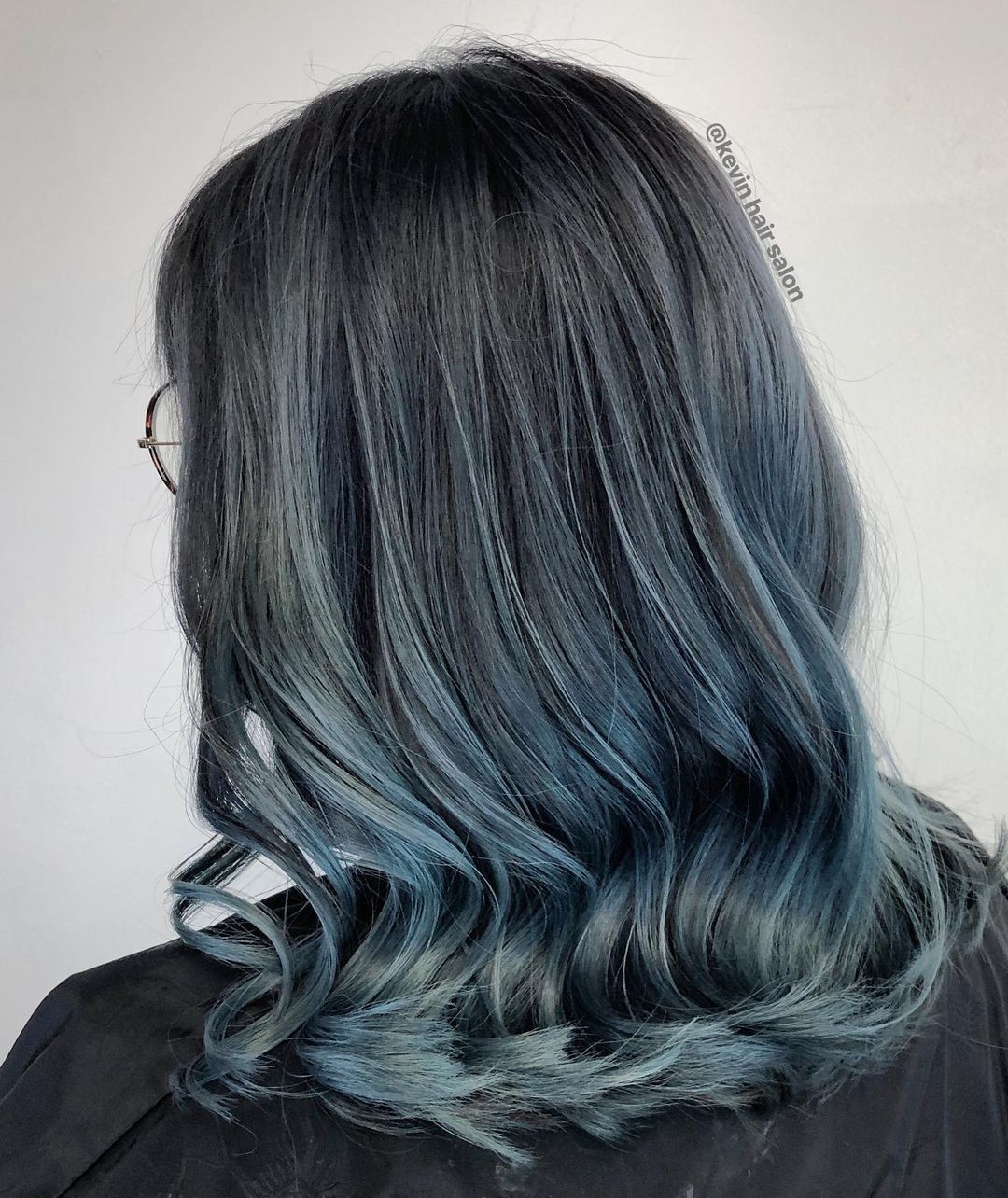 Short Black Hair with Blue Highlights