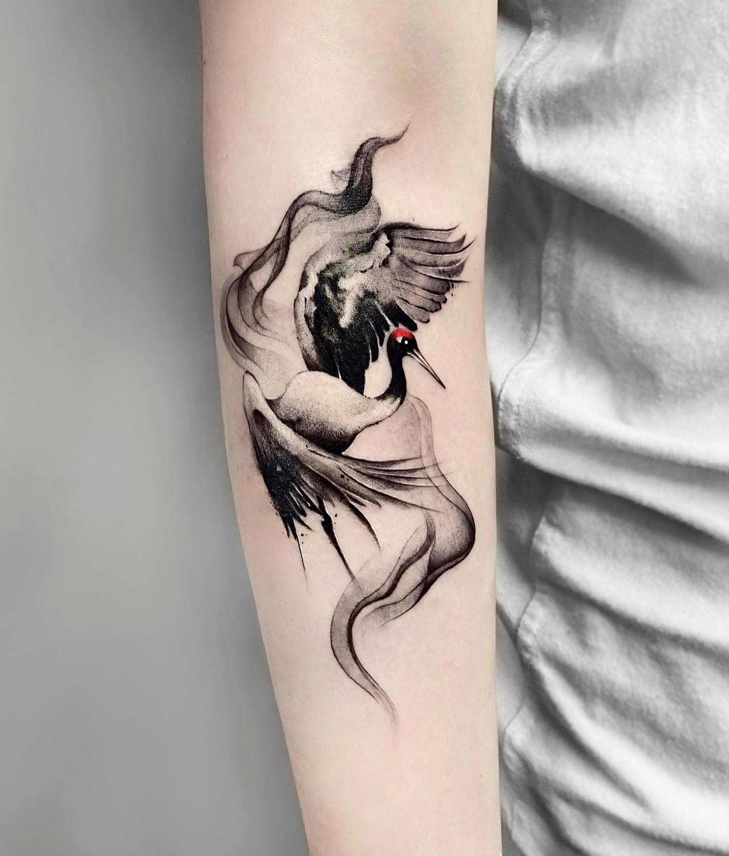 Black and white Chinese Painting Tattoo on Arm