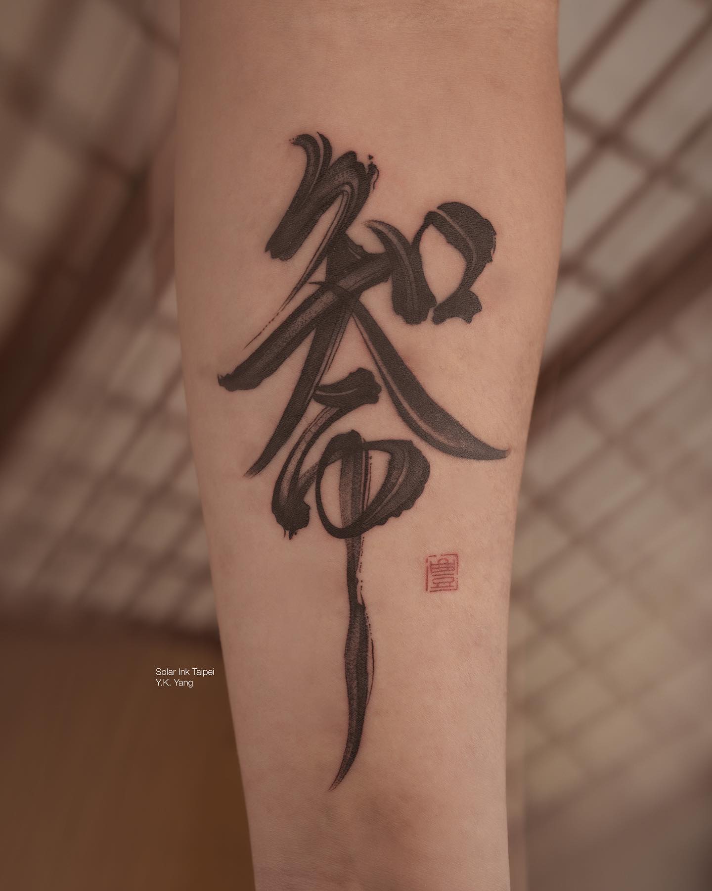Single Chinese Letter Tattoo on Arm