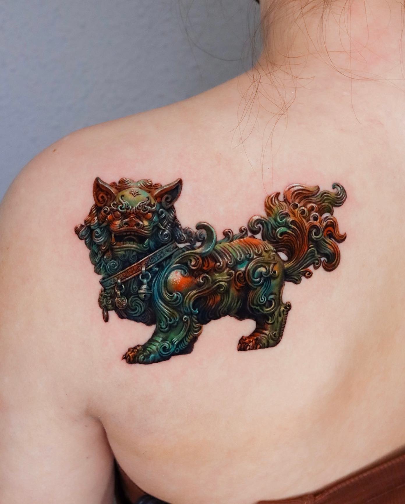 Chinese Dog Tattoo on Shoulder
