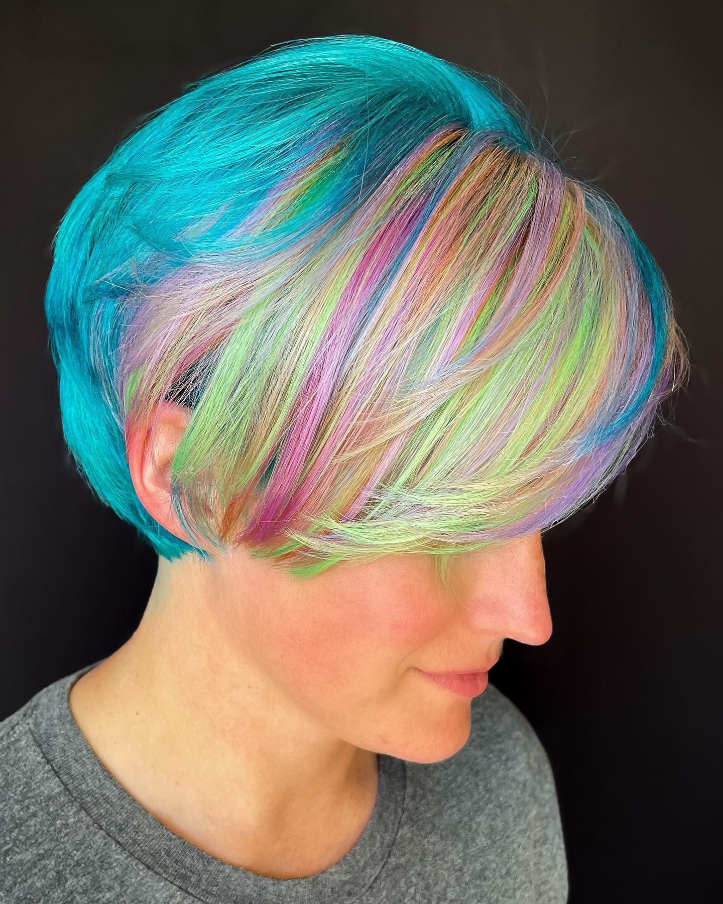 Rainbow Hair Shades on Pixie Cut