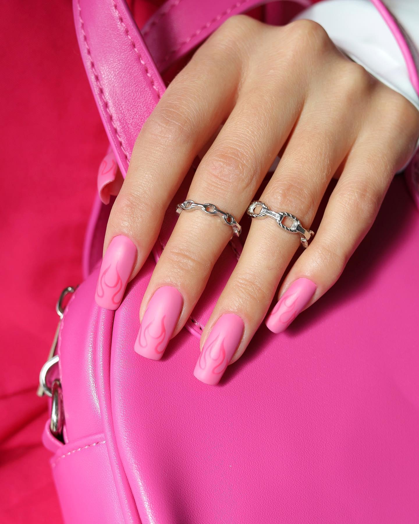 Long Square Pastel Pink Matte Manicure