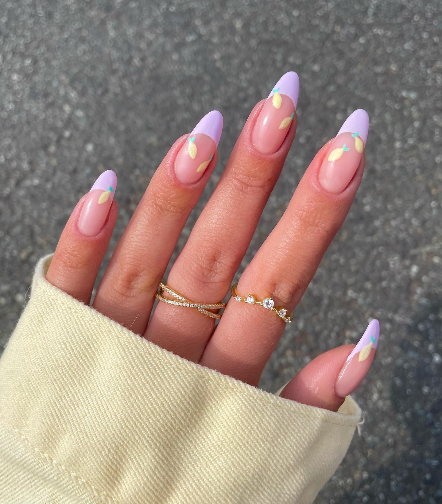 Pastel Nails with Purple Tips