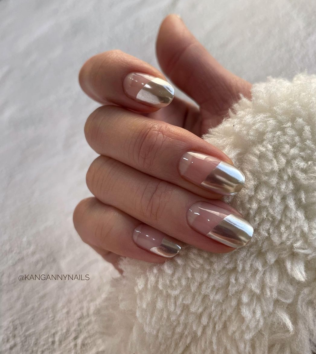 Clear Nails with Metallic Tips
