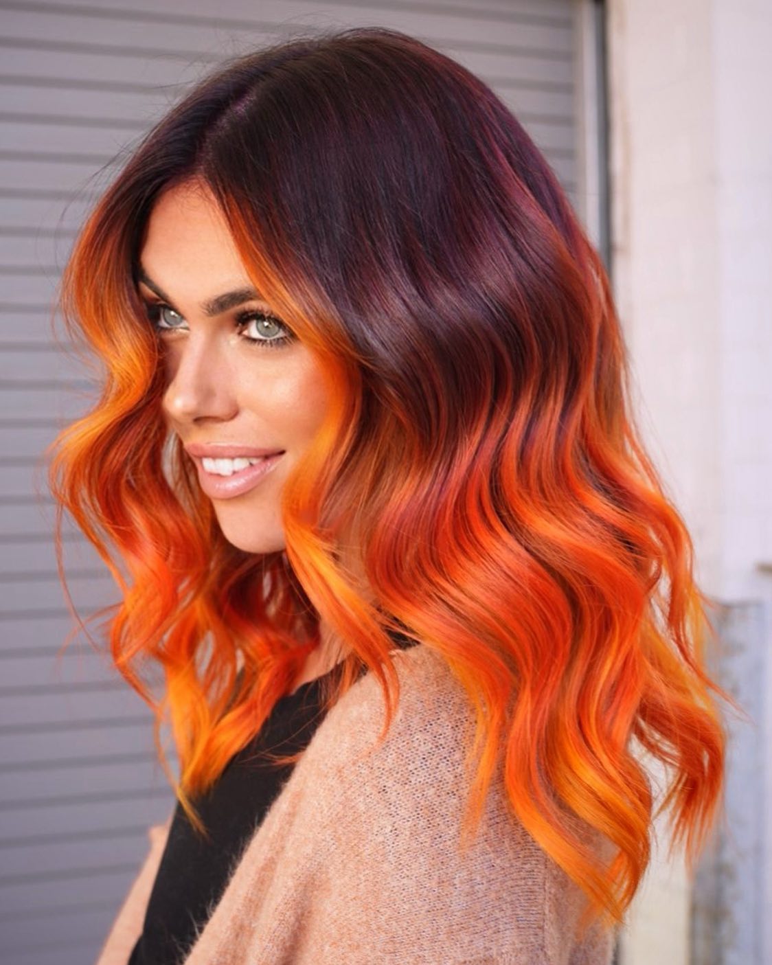 Medium Length Bright Copper Hair