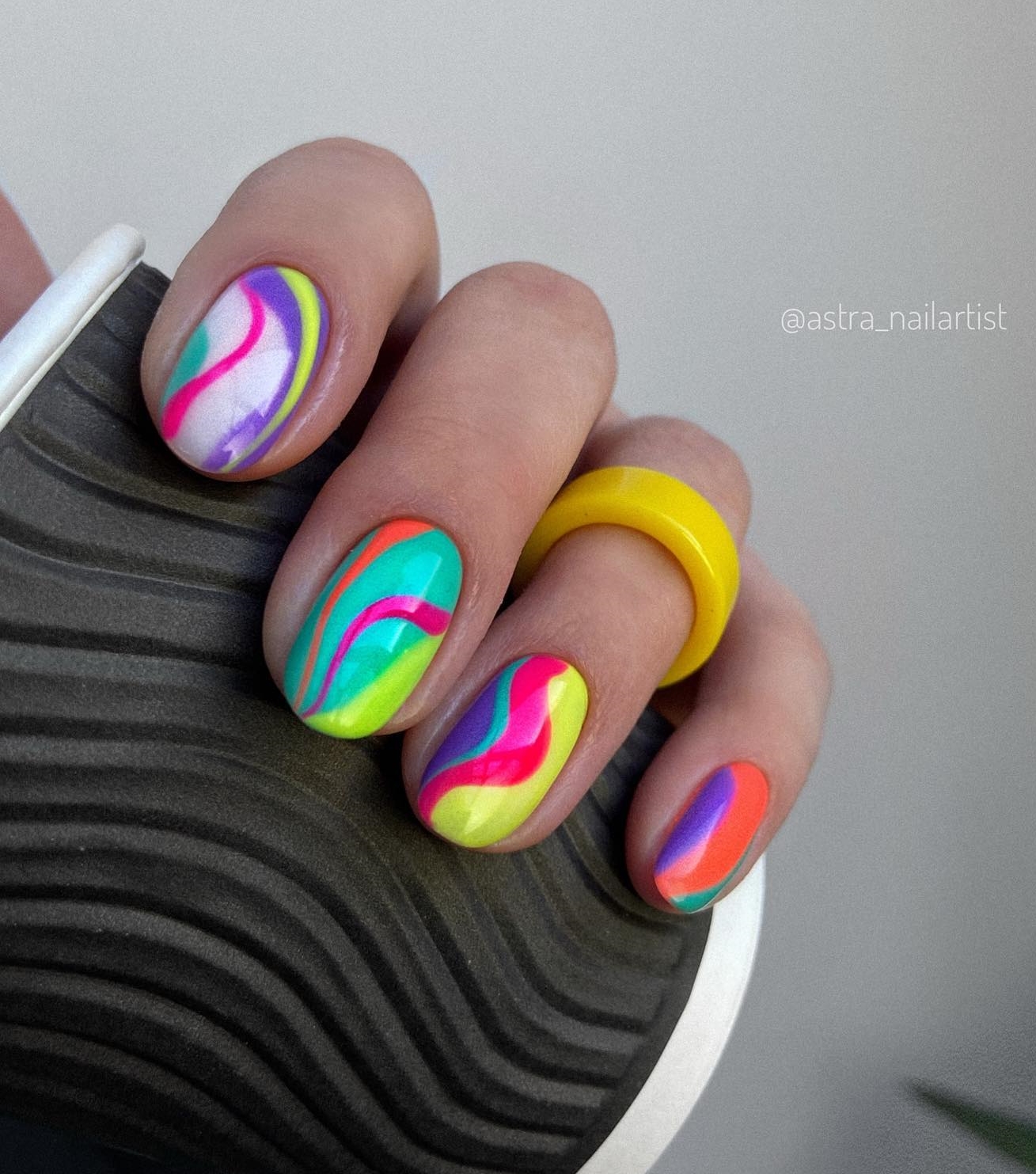 Bright Colorful Nails with Swirls