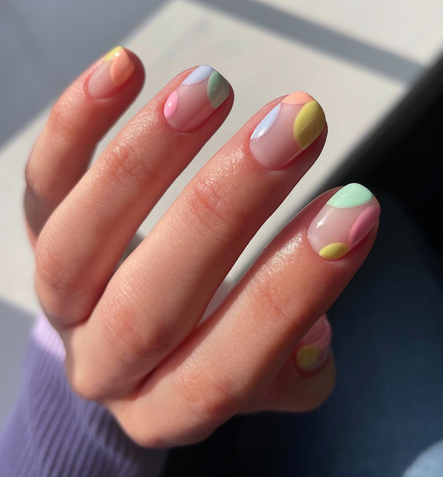 Short Summer Nails with Light Colors