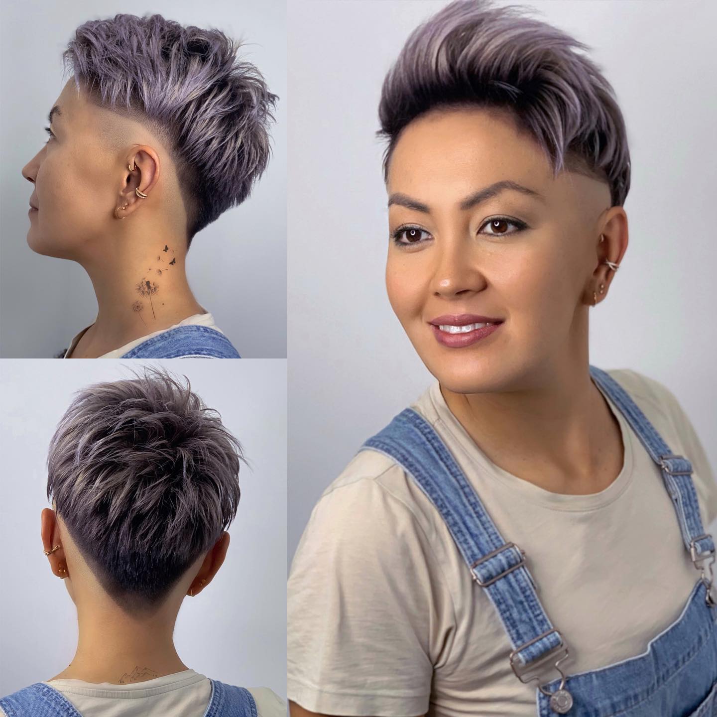 Messy Pixie Cut with Purple Highlights