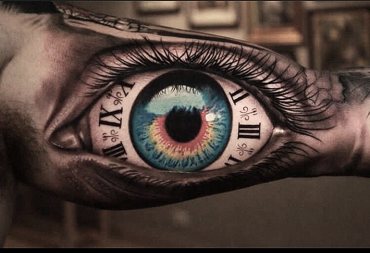 Big Colorful 3D Eye Tattoo on Arm
