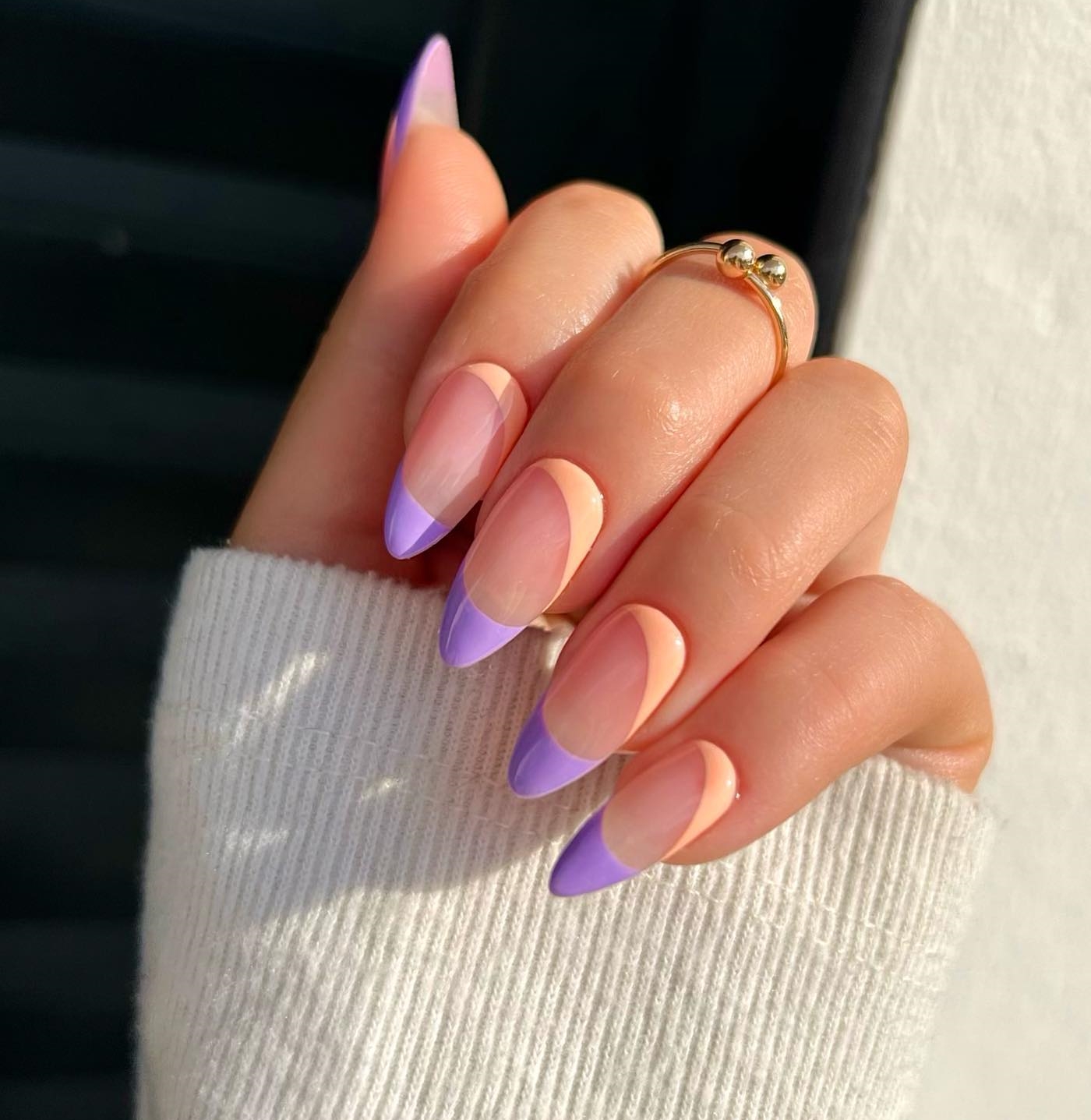 Long Round Purple Tip Nails