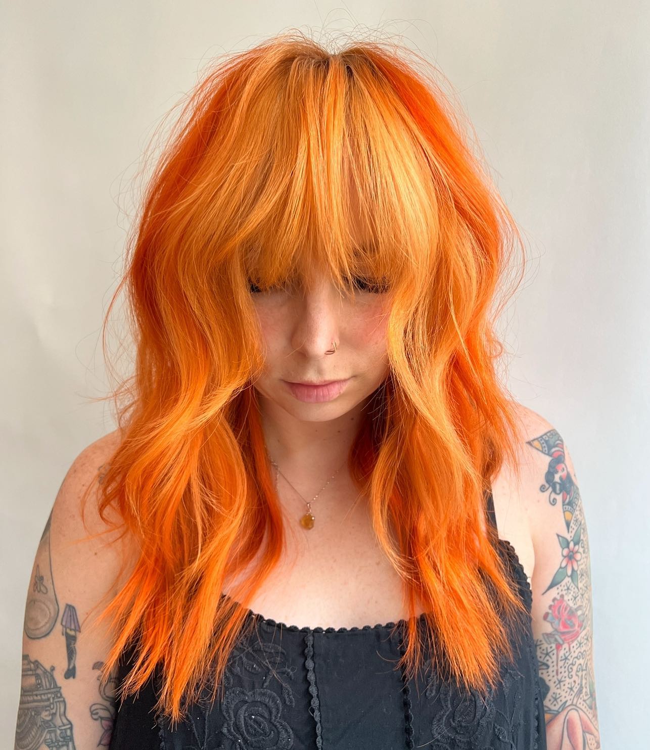 Orange Ginger Hair with Electric Copper Highlights