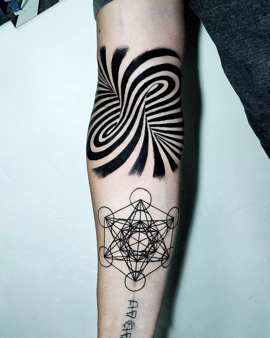 Black 3D Optical Illusion Tattoos on Arm