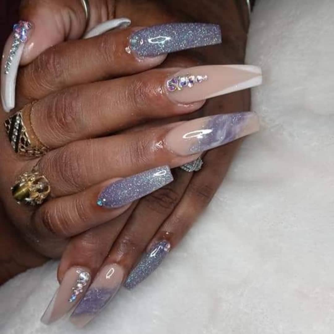 Coffin Nails With Diamonds