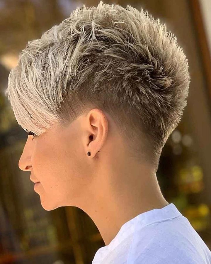 Short Pixie Cut on Natural Hair with Blonde Highlights