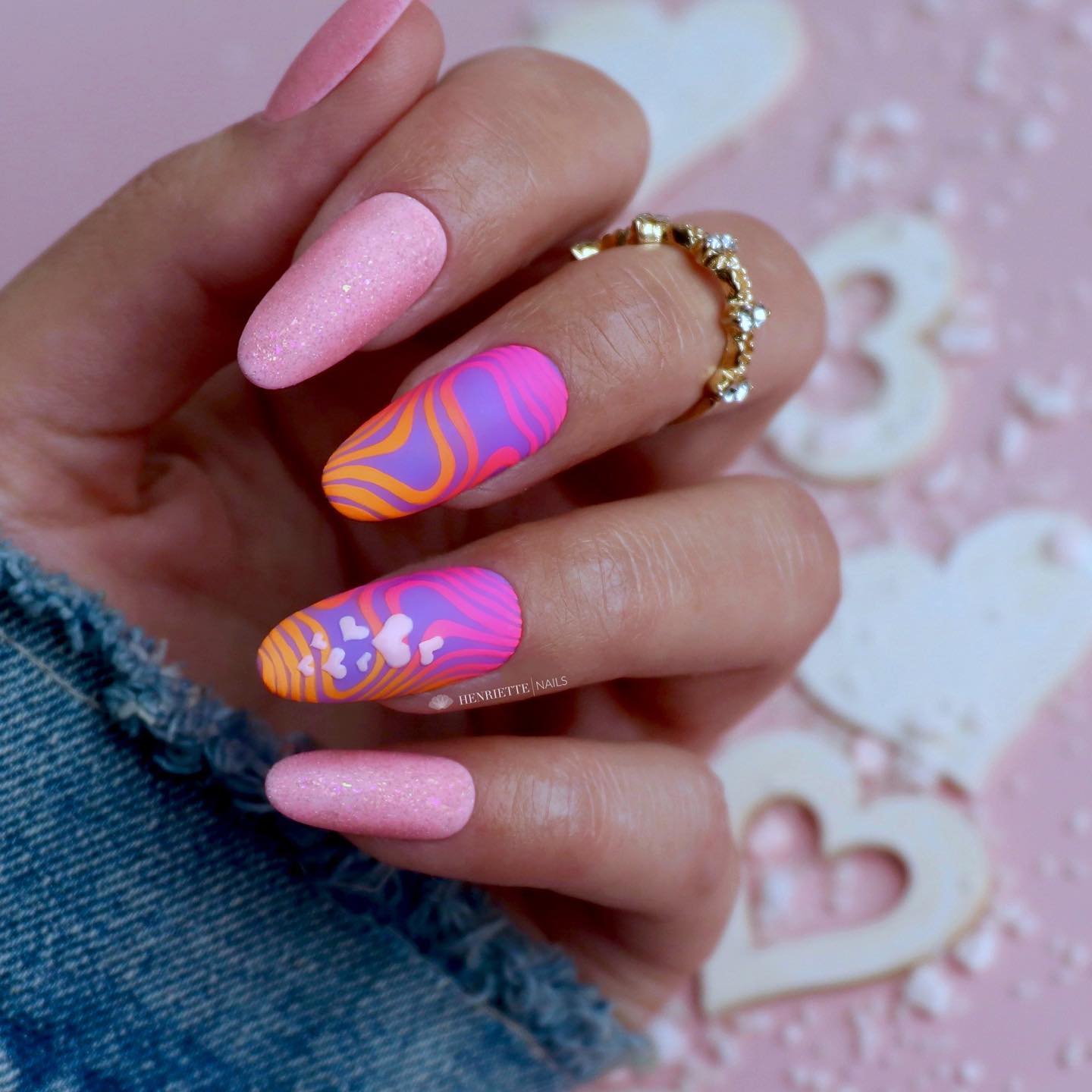Almond Neon Pink Nails