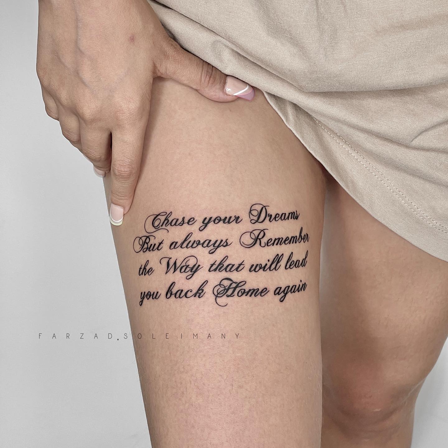 56 Delightful Expression Tattoos Ideas and Design For Thigh - Psycho Tats