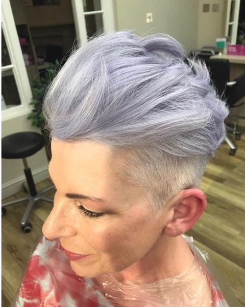 Jagged Gray Pixie With Blue Highlights