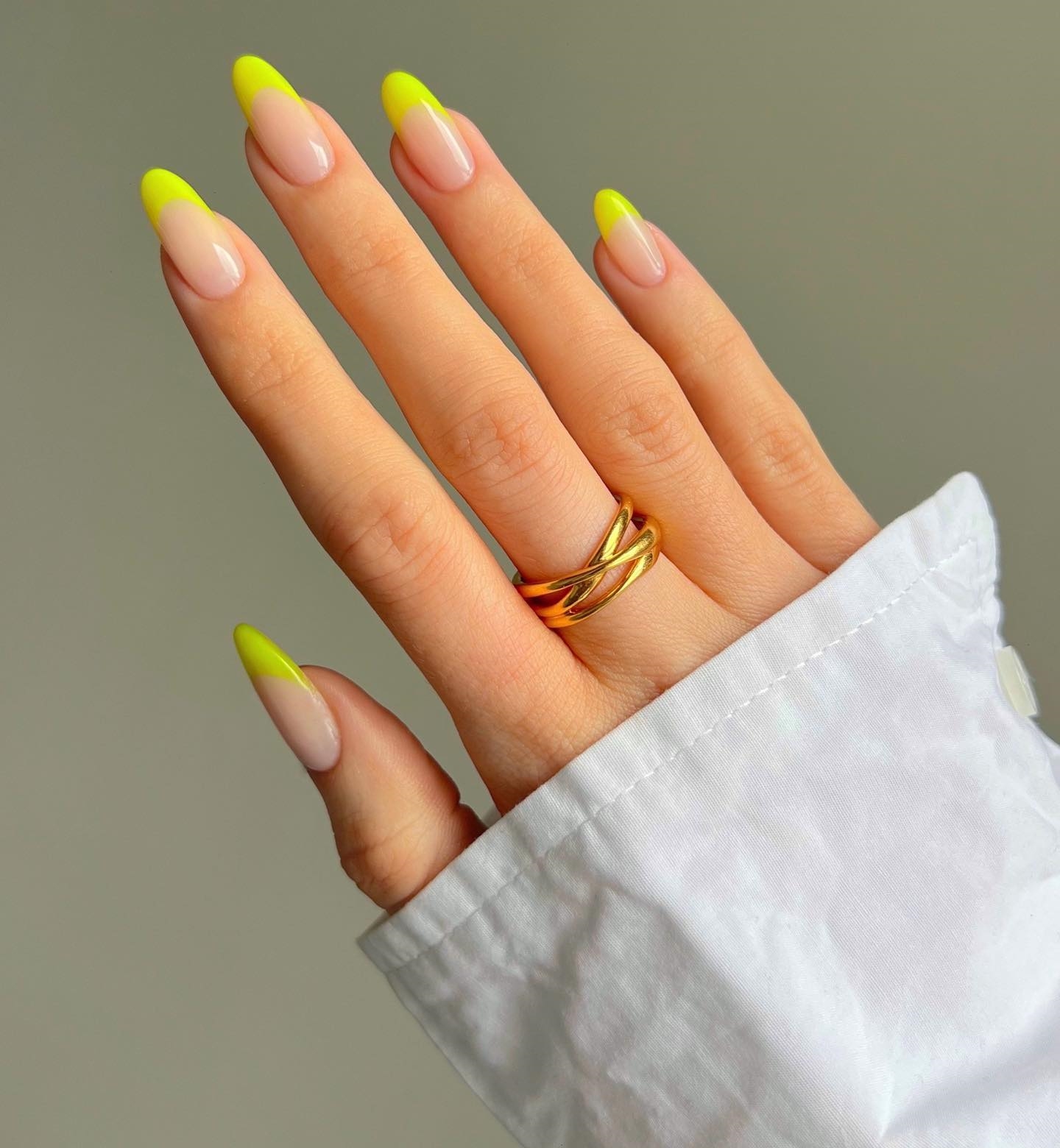 Neon Yellow French Nail Tips