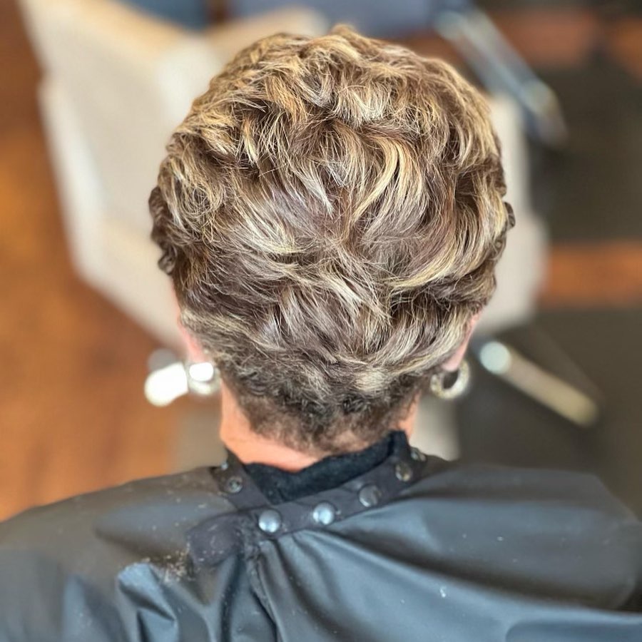 Short Pixie on Brown Hair with Highlights