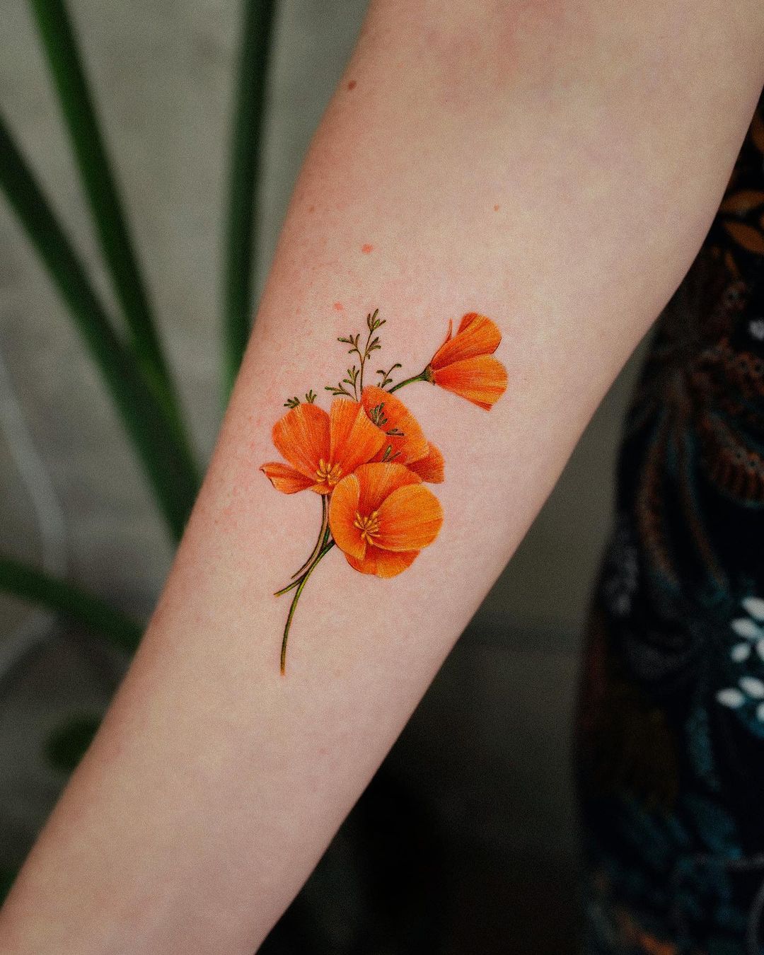 Like the dark orange with some lavender and hollyhocks  Poppies tattoo  Tattoos Poppy flower tattoo