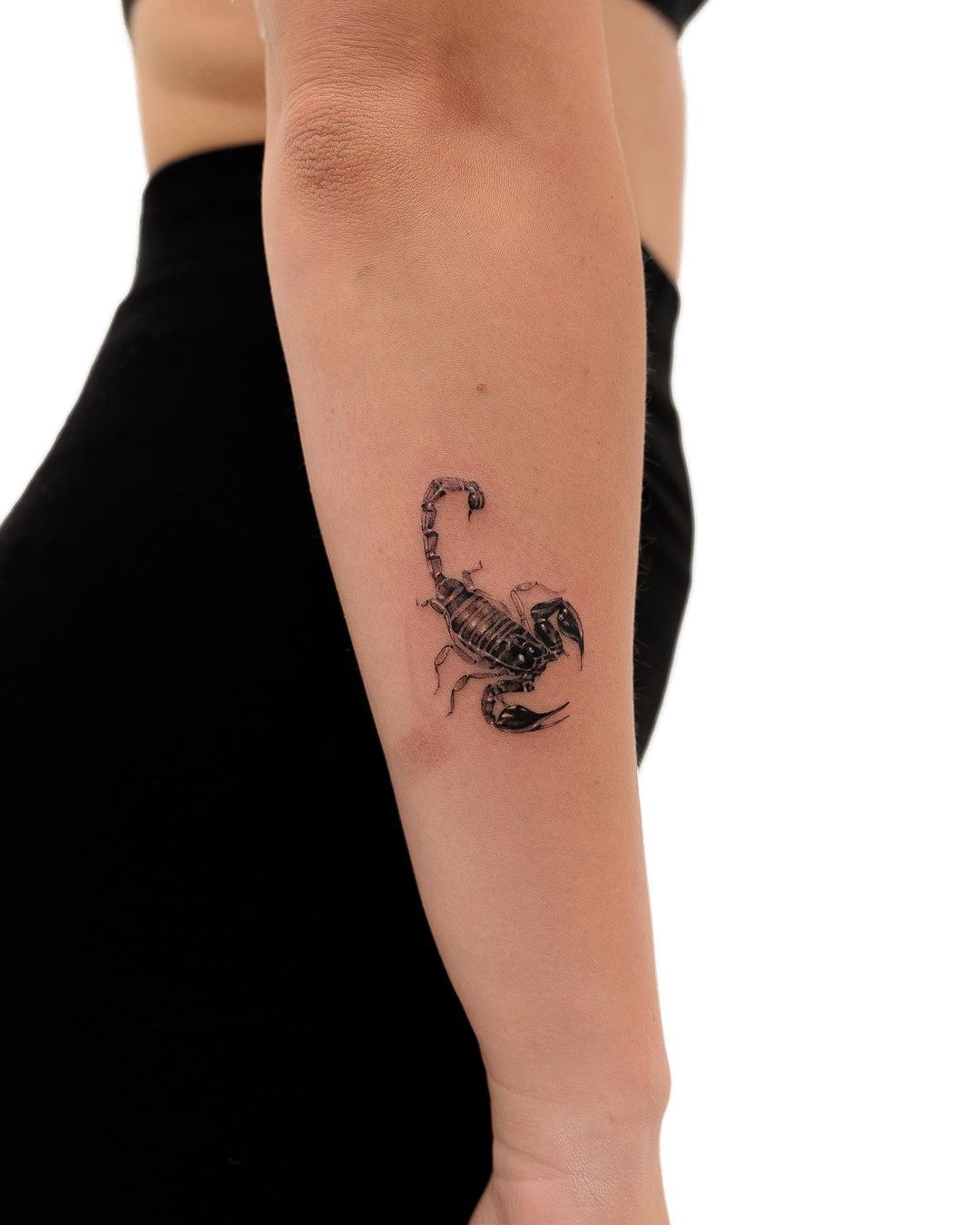 Black 3D Scorpio Tattoo on Arm