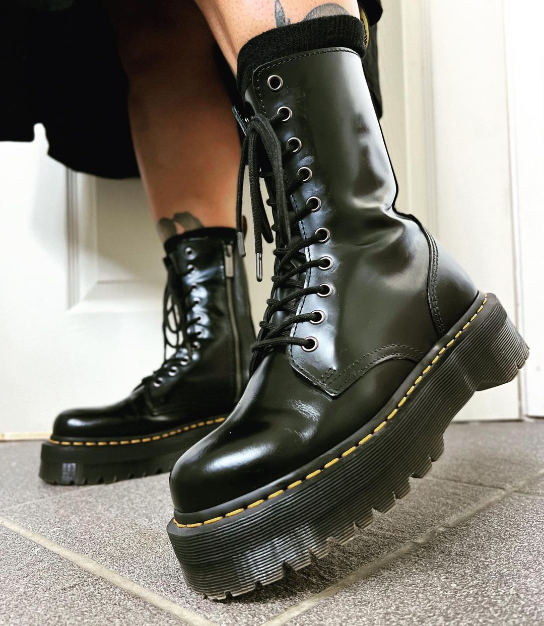 Black Combat Boots with Laces