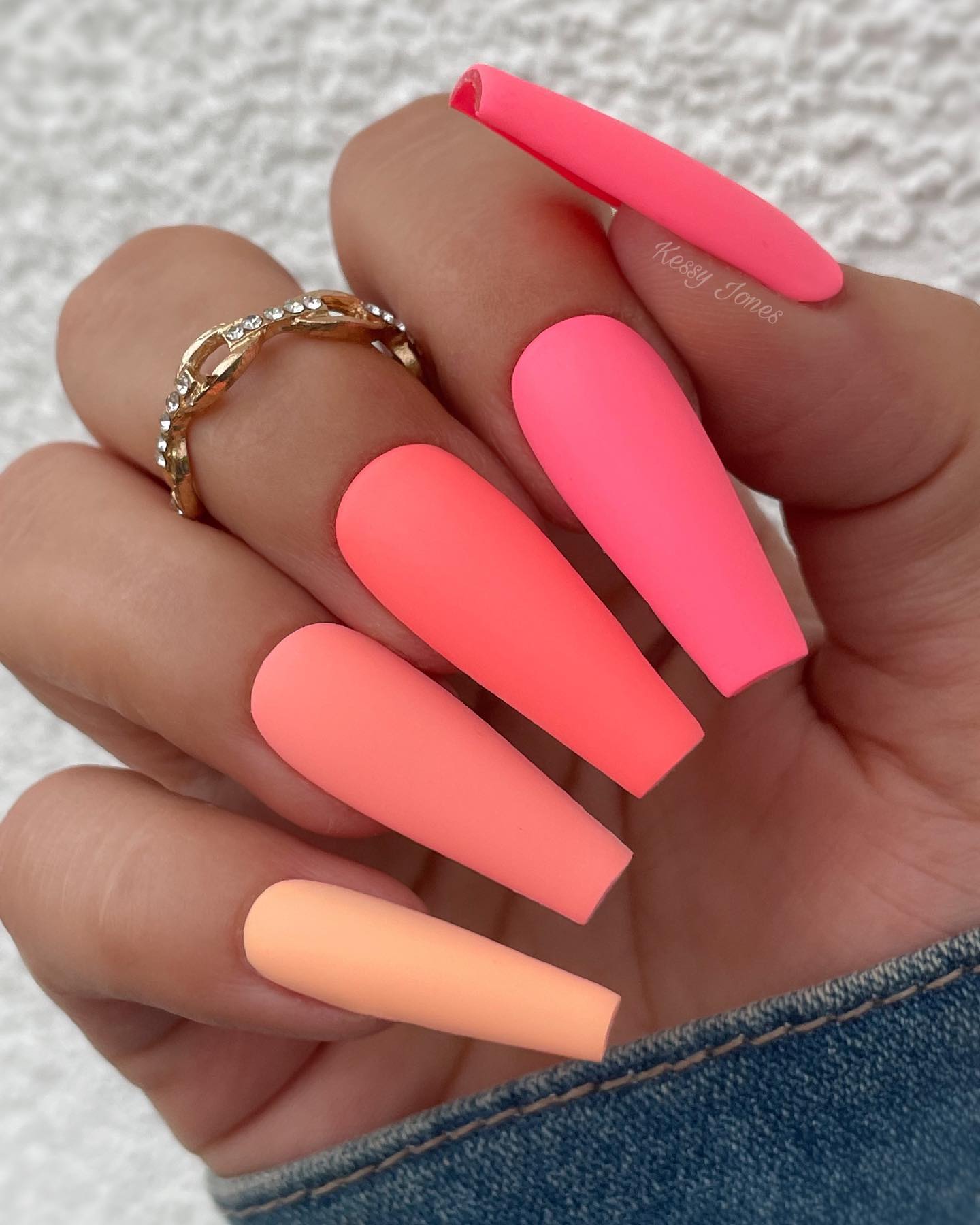 Long Peach Nails